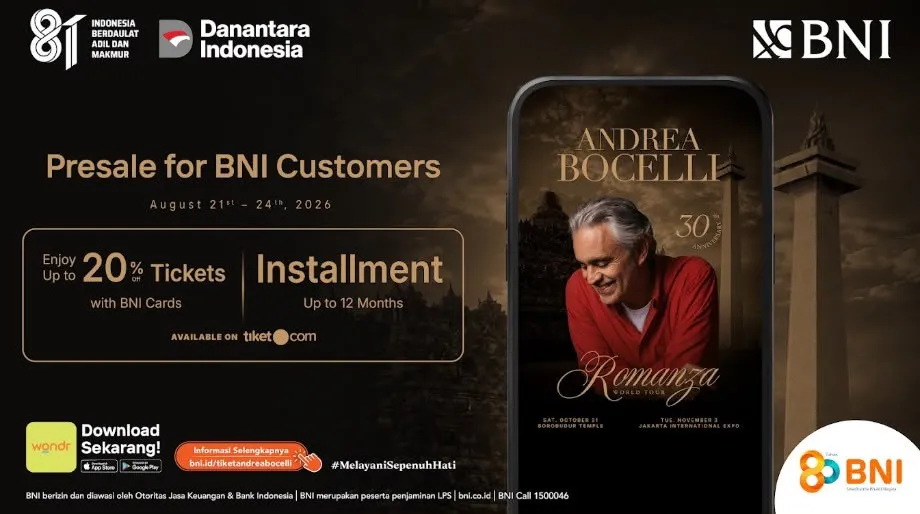 BNI Hadirkan Akses Eksklusif Menikmati Andrea Bocelli "Romanza" di Indonesia