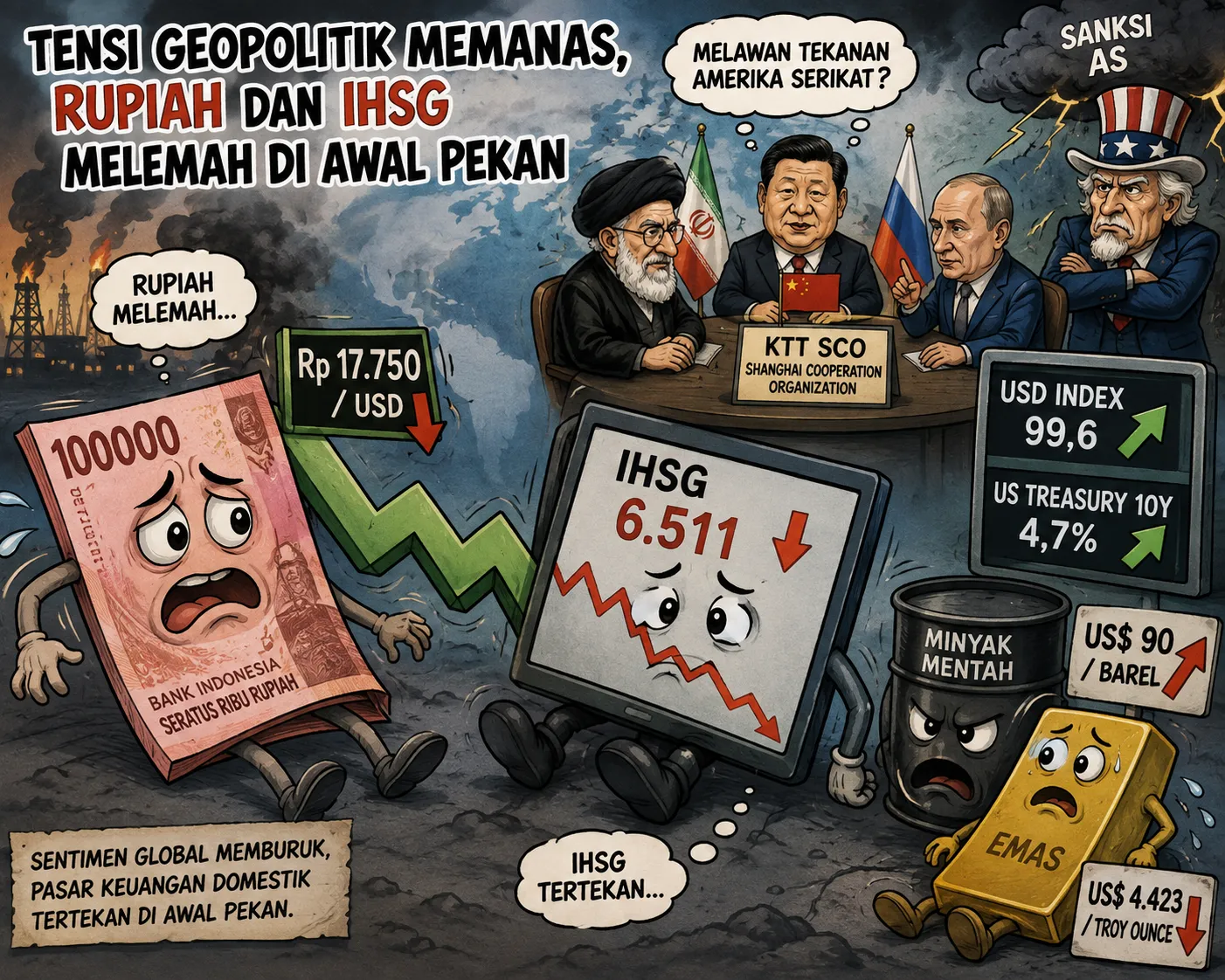 Tensi Geopolitik Memanas, Rupiah dan IHSG Tertekan