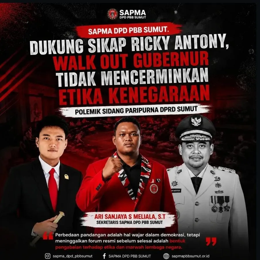 SAPMA PBB Sumut Nilai Walkout Gubsu Tak Mencerminkan Etika Negarawan