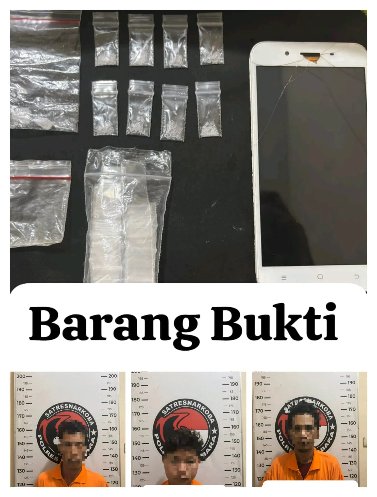 Tiga Pria Dibekuk Satres Narkoba Polres Batubara