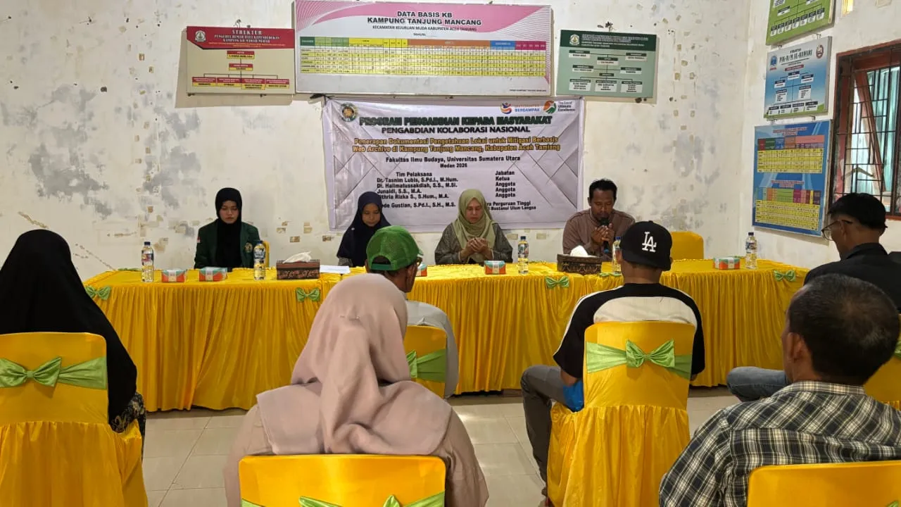 Tim PkM USU Latih Warga Aceh Tamiang Dokumentasikan Pengetahuan Lokal Mitigasi Banjir Berbasis Digital
