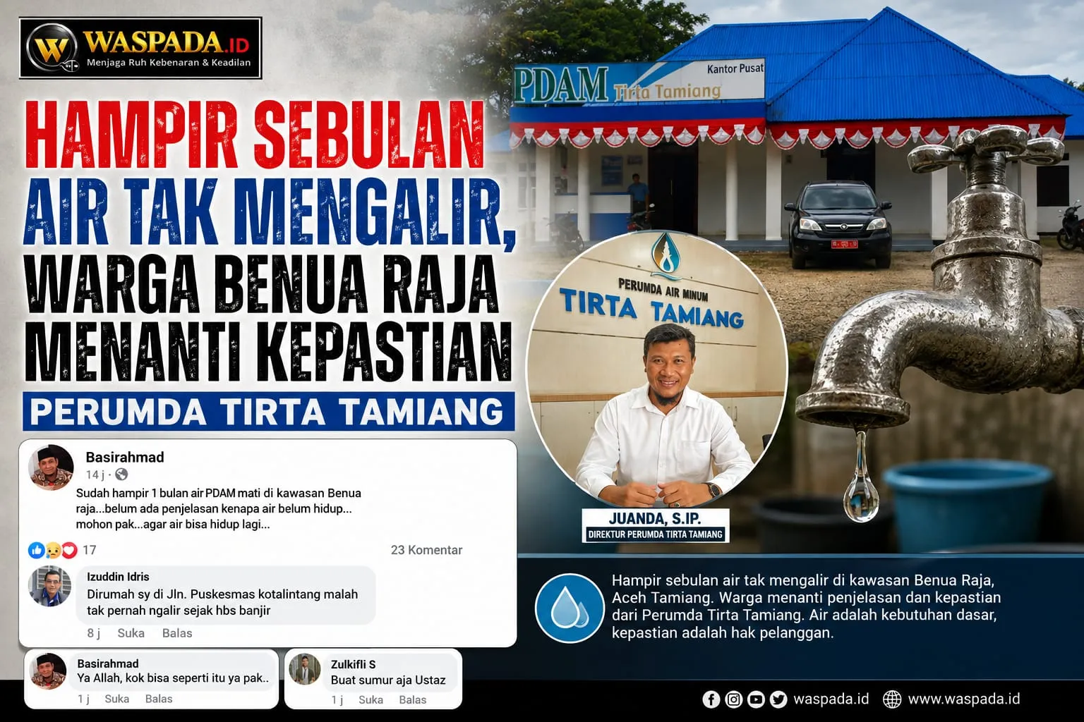 Hampir Sebulan Air Tak Mengalir, Warga Benua Raja Menanti Kepastian Perumda Tirta Tamiang