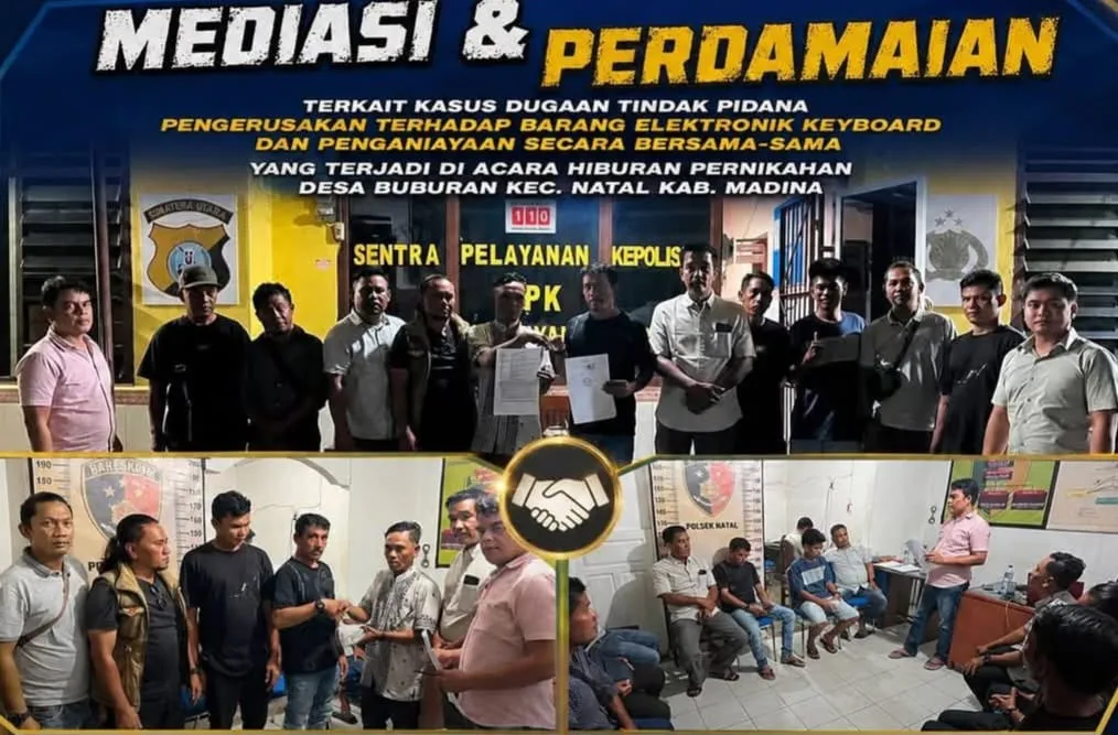 Polsek Natal Fasilitasi Mediasi, Dua Perkara Dugaan Perusakan dan Penganiayaan Berakhir Damai