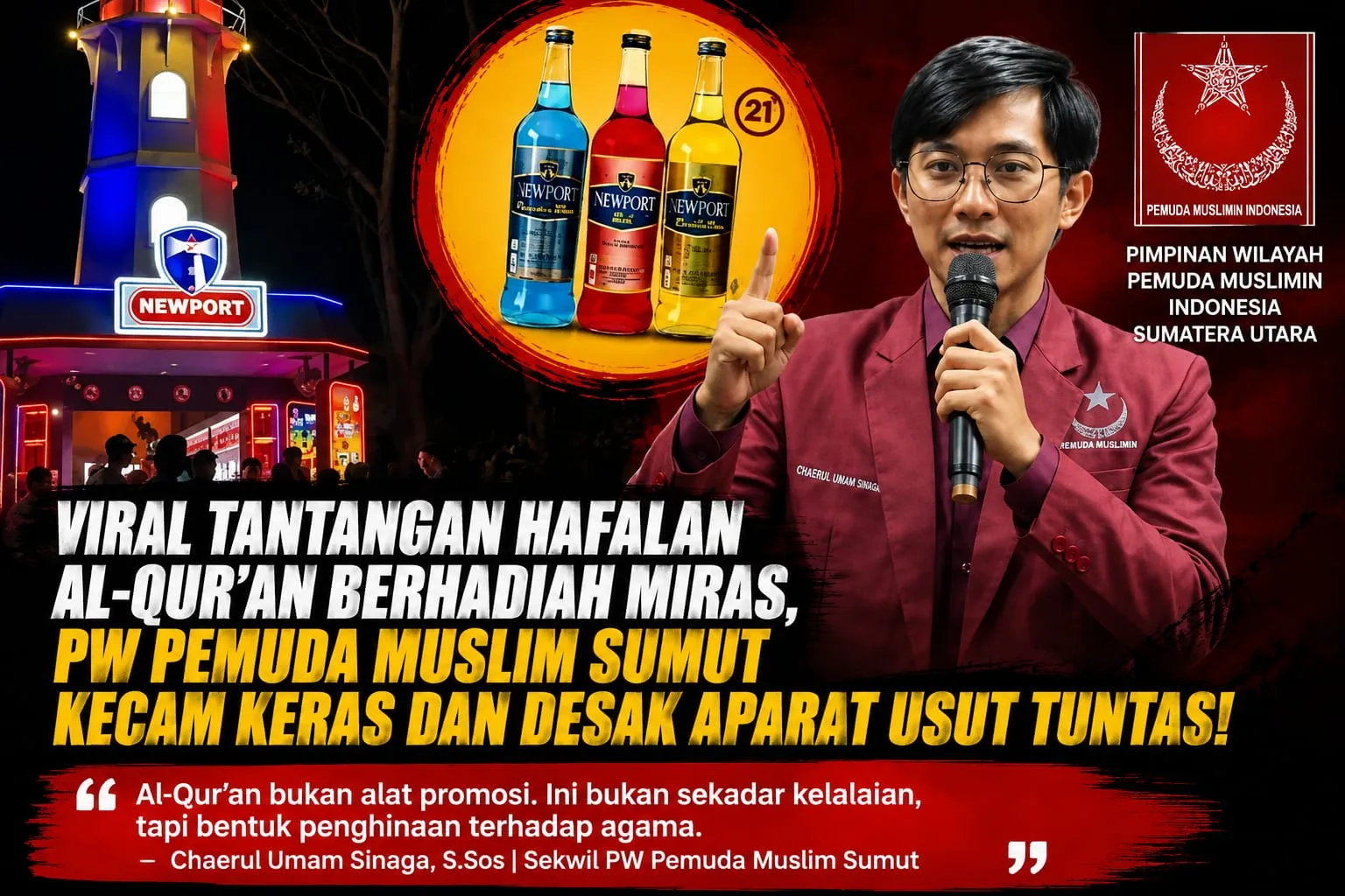 Viral Tantangan Hafalan Al-Qur’an Berhadiah Miras, PW Pemuda Muslim Sumut Desak Aparat Usut Tuntas