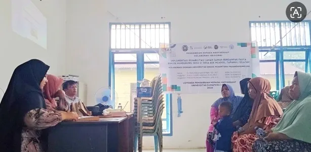 USU dan UGN P. Sidimpuan Kolaborasi Pulihkan Sawah Terdampak Banjir di Aek Ngadol, Tapsel