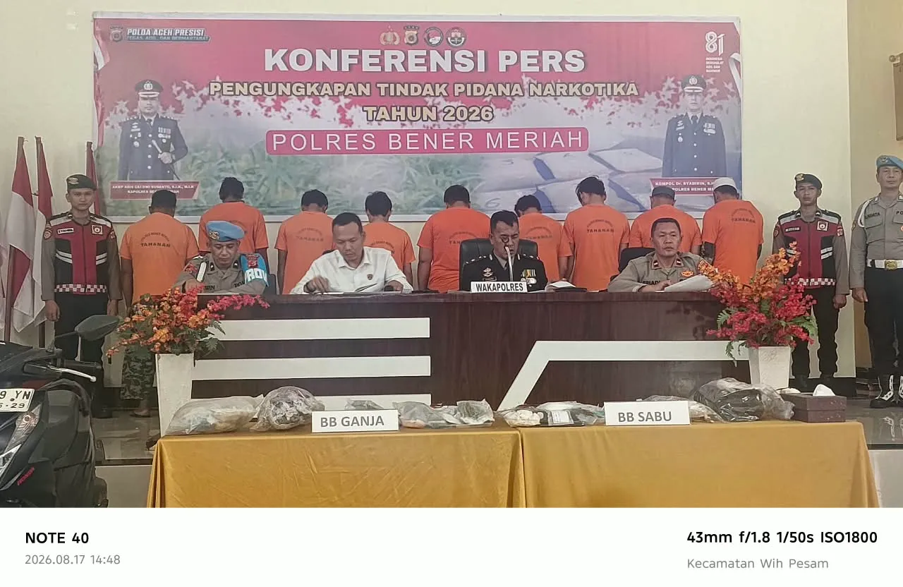 Kado HUT ke-81, Polres Bener Meriah Ungkap 37 Kasus Narkotika