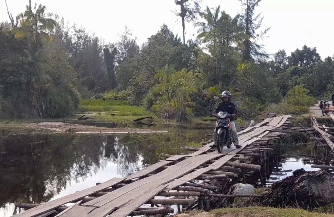 Berbahaya, Masyarakat Keluhkan Jalan Singkil-Trumon Aceh Selatan Gunakan 2 Lembar Papan