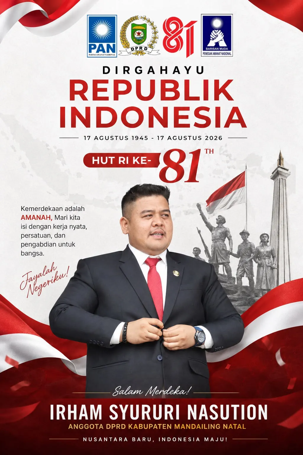 Anggota DPRD Madina Irham Syururi Nasution Apresiasi Kemeriahan HUT ke-81 RI se-Kecamatan Kotanopan