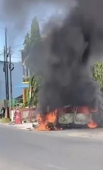 Xenia Ludes Terbakar Usai Isi BBM di SPBU Hamparan Perak, Dua Luka Bakar