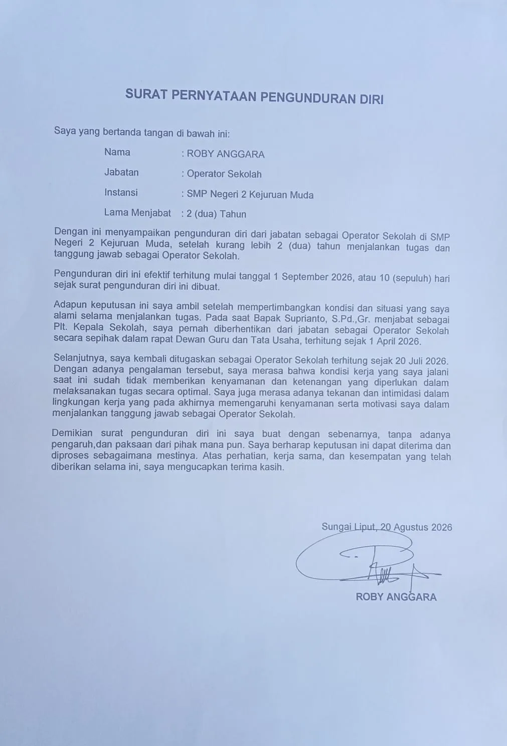 Kasus di SMPN 2 Kejuruan Muda Kian Meruncing, Operator Sekolah Mengundurkan Diri