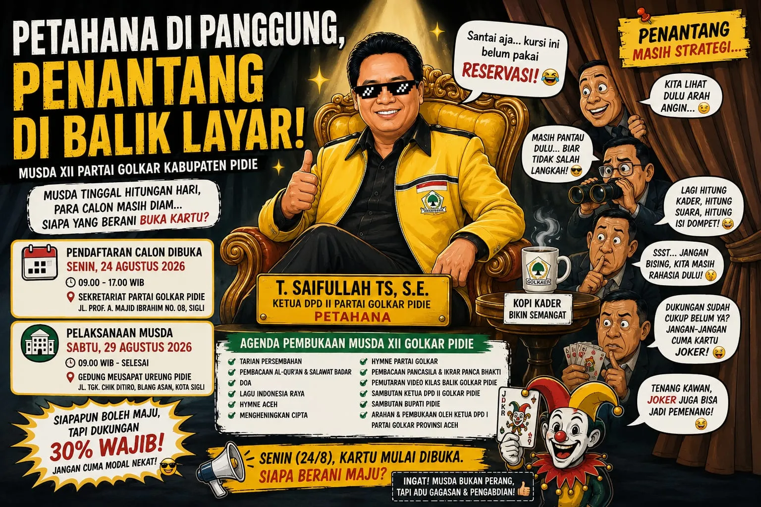 Musda Golkar Pidie, Petahana di Panggung, Penantang di Balik Layar