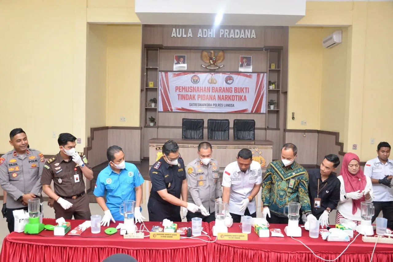 Polres Langsa Musnahkan 3.090 Gram Sabu dan 13.741 Gram Ganja