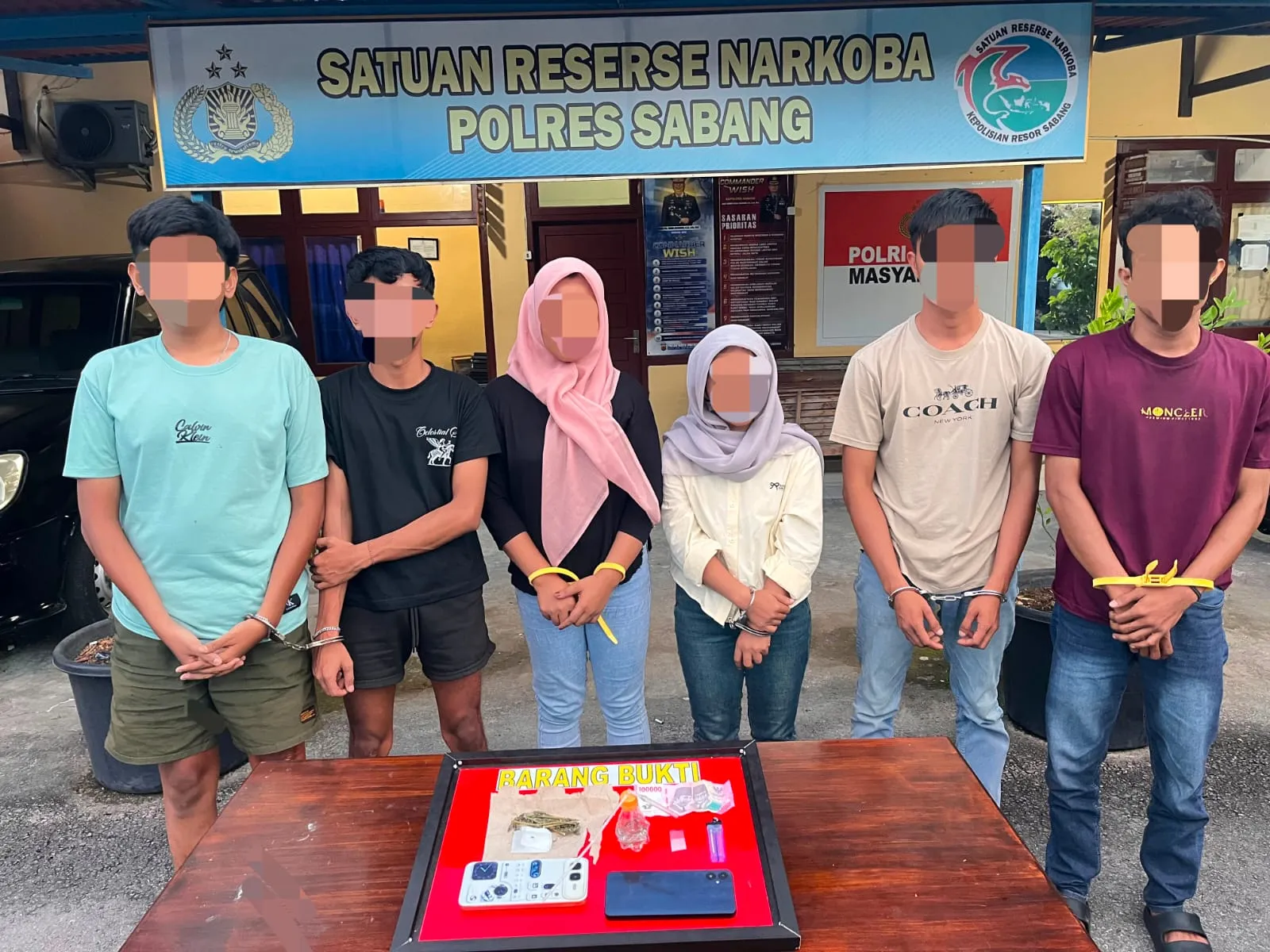 Polres Sabang Ciduk 6 Terduga Pengguna Ganja dan Sabu