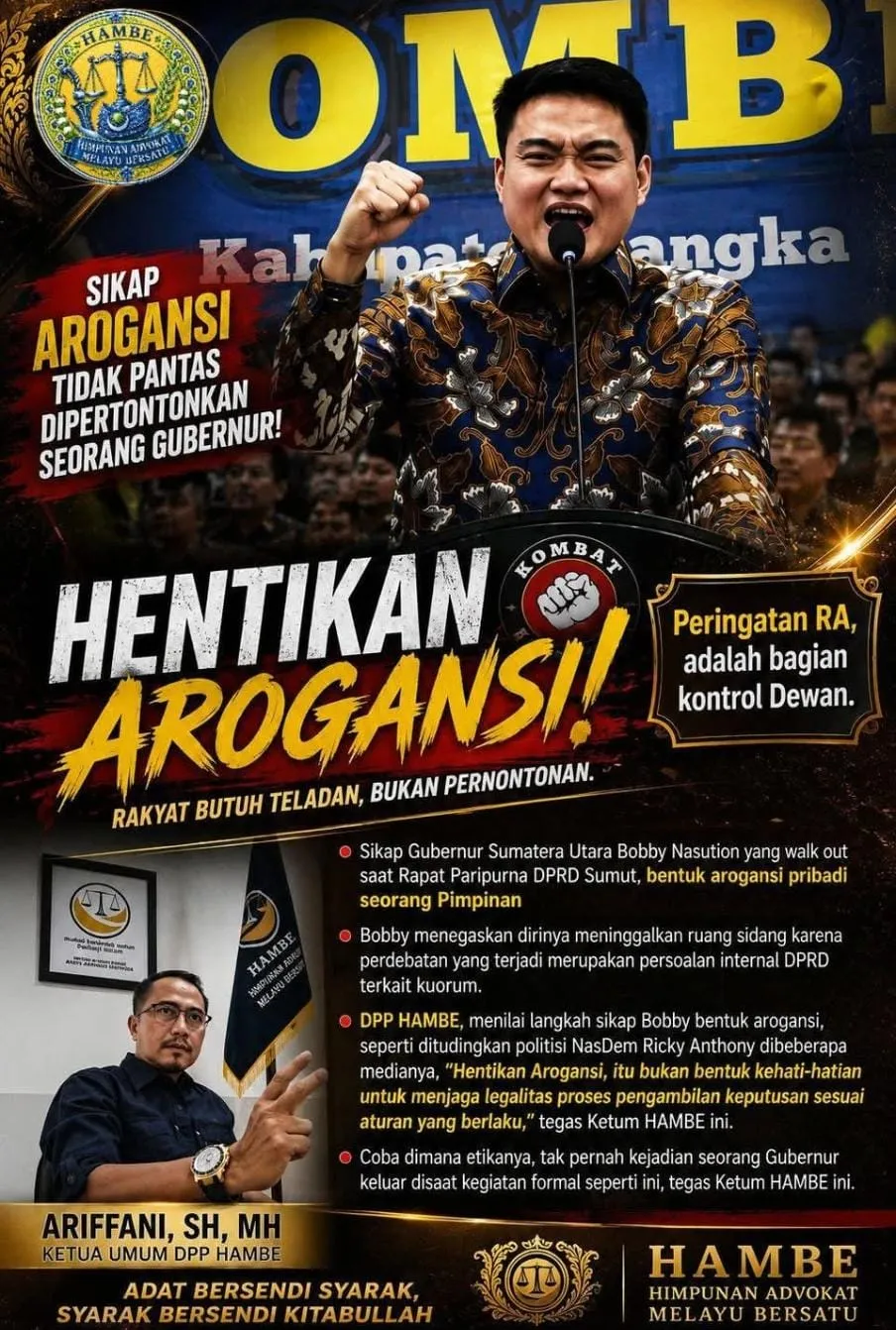 Advokat Melayu Bersatu Support Kritik Ricky Anthony Terkait Walkout Bobby Nasution