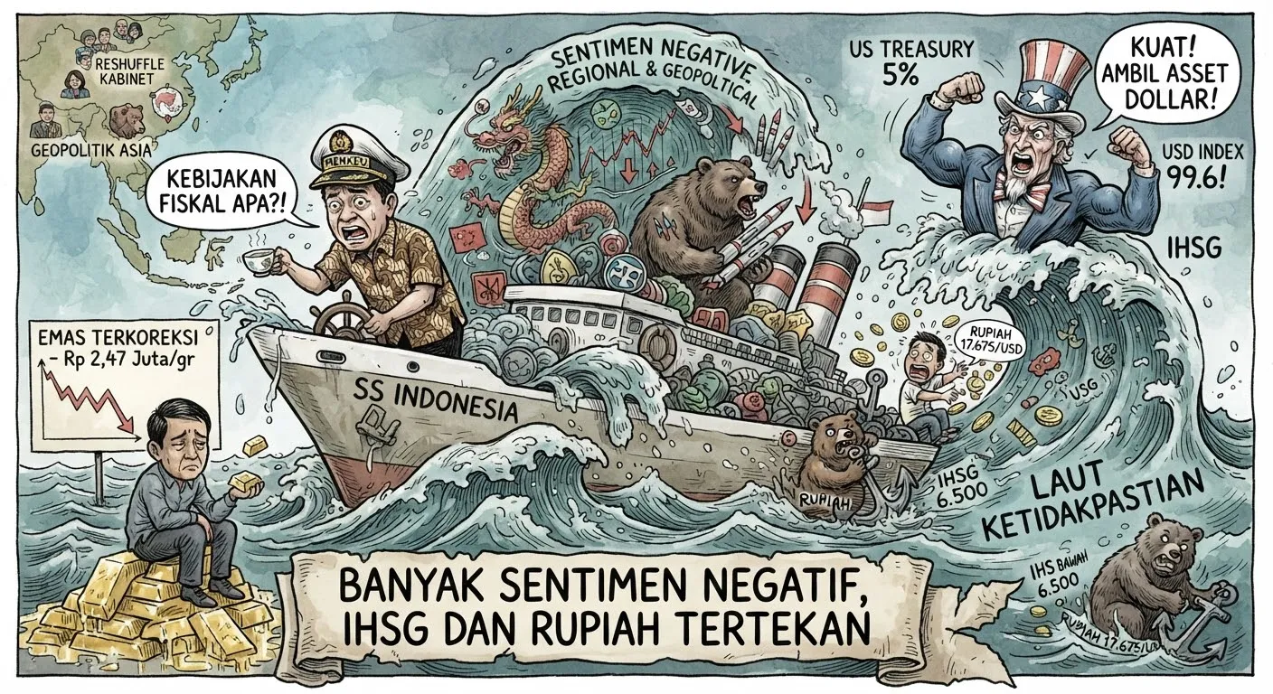 Banyak Sentimen Negatif, IHSG dan Rupiah Kembali Tertekan