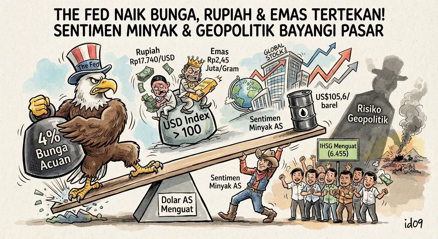 The Fed Naikkan Bunga Acuan, Rupiah dan Harga Emas Tertekan