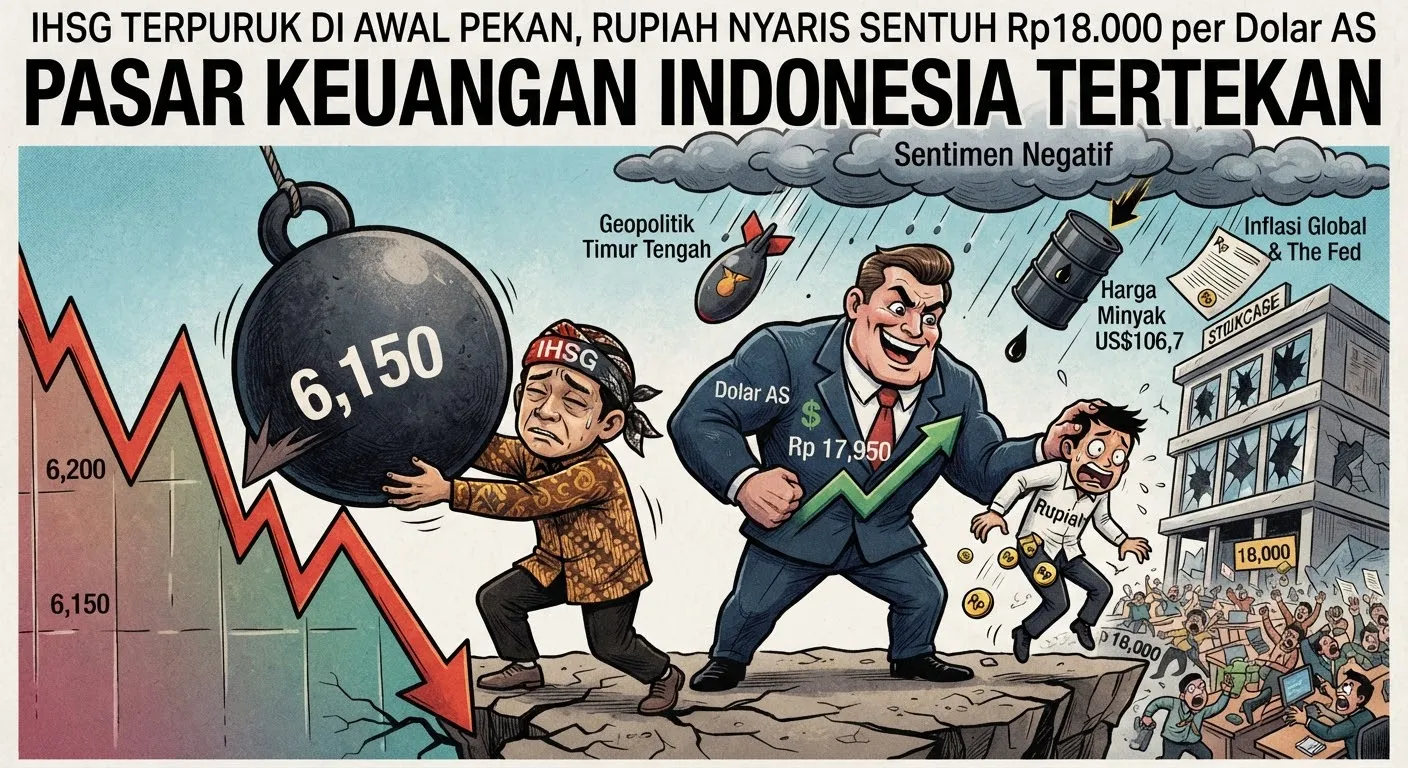 IHSG Terpuruk di Awal Pekan, Rupiah Nyaris Sentuh Rp18.000 per Dolar AS