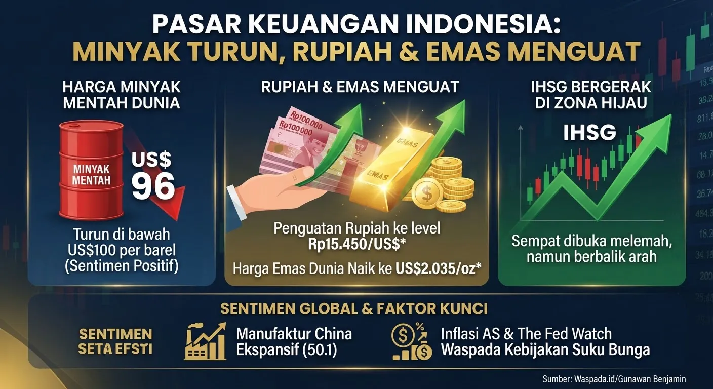 Minyak Dunia Anjlok di Bawah US$100, Rupiah dan Emas Kompak Menguat