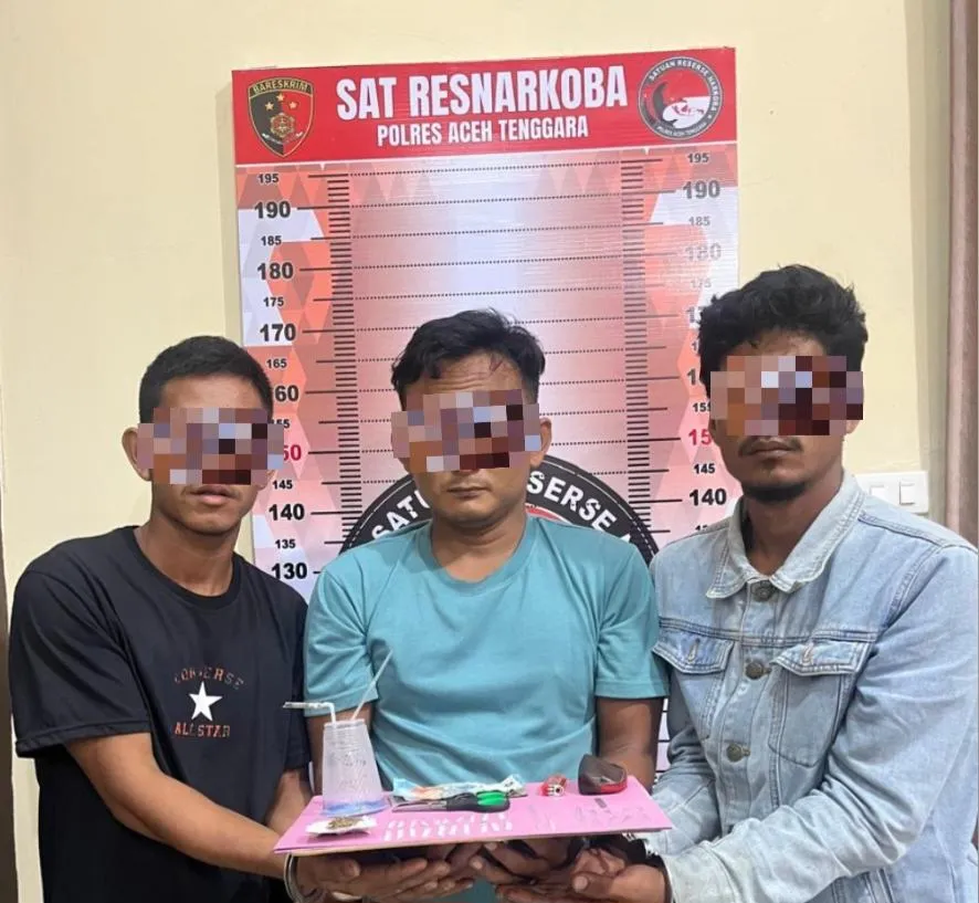 Tim Opsnal Satresnarkoba Polres Aceh Tenggara Amankan Tiga Pria, Sita 20 Paket Sabu dan 1 Paket Ganja