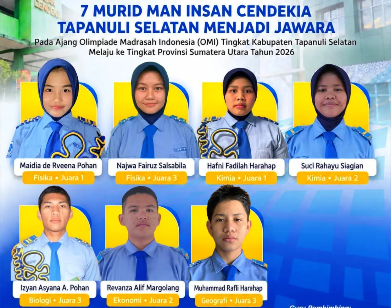 Tujuh Siswa Cerdas MAN IC Tapsel Melaju ke OMI Sumut, Siap Ukir Prestasi