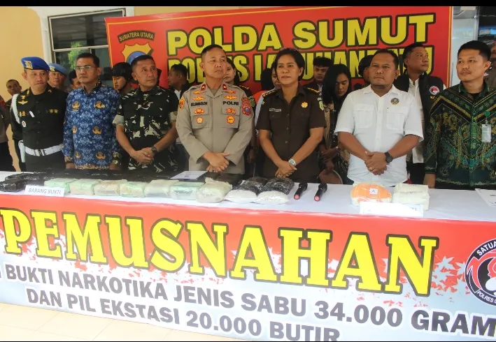 Kasdim Hadiri Pemusnahan Puluhan Kilogram Sabu di Polres Labuhanbatu
