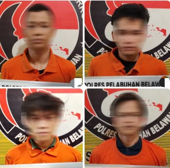Sat Narkoba Polres Pelabuhan Belawan Tangkap 4 Pengedar Sabu di Mabar Hilir