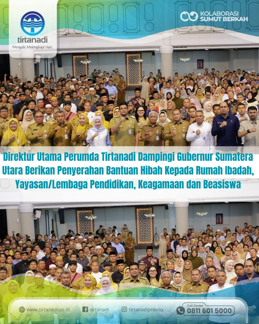 Direktur Utama Tirtanadi Ardian Surbakti Dampingi Gubernur Sumut Serahkan Bantuan Hibah