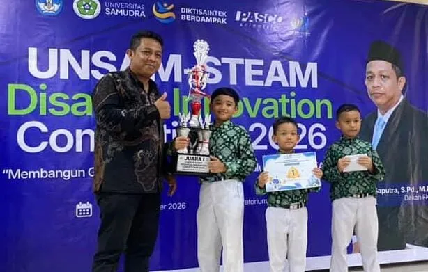 Ciptakan Diorama Flood Alarm Rescue, Tiga Siswa SD 2 Muhammadiyah Langsa Juara 1 Kompetisi STEAM Unsam