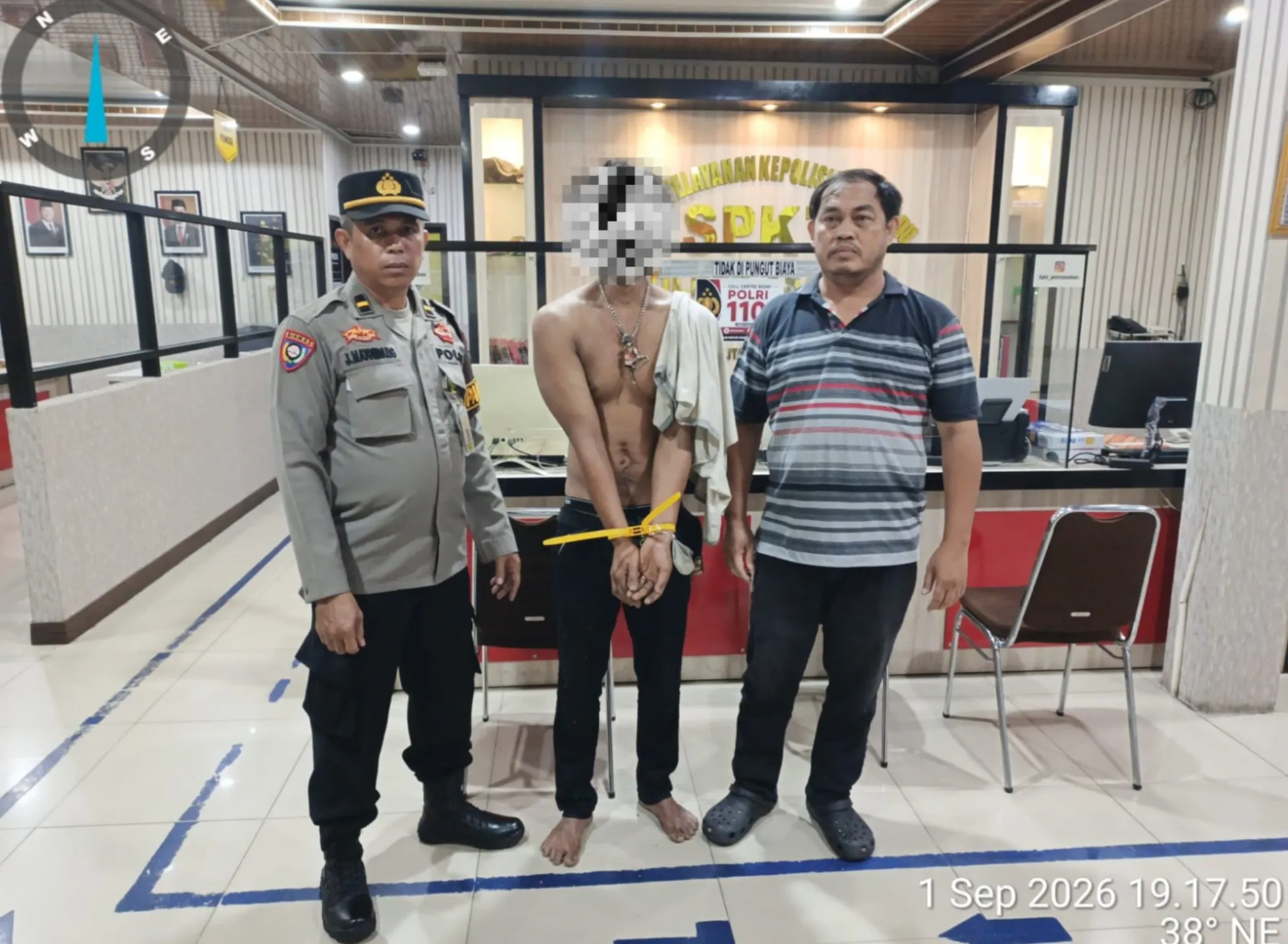 Pos Patroli Presisi Polsek Kota Kisaran Timur Terbakar, Polisi Amankan Seorang Pria