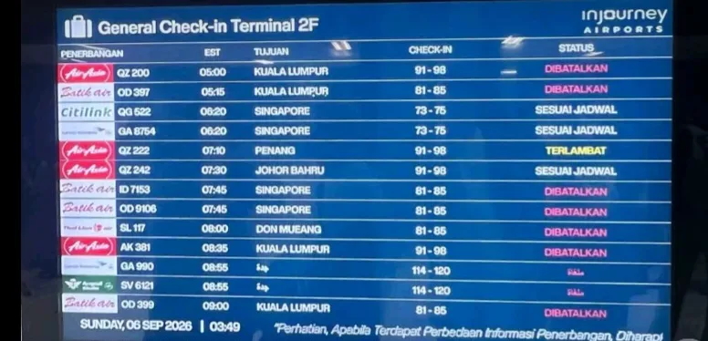 Abu Vulkanik Gunung Anak Krakatau Paksa Bandara Soetta Tutup Hingga Pukul 09.30