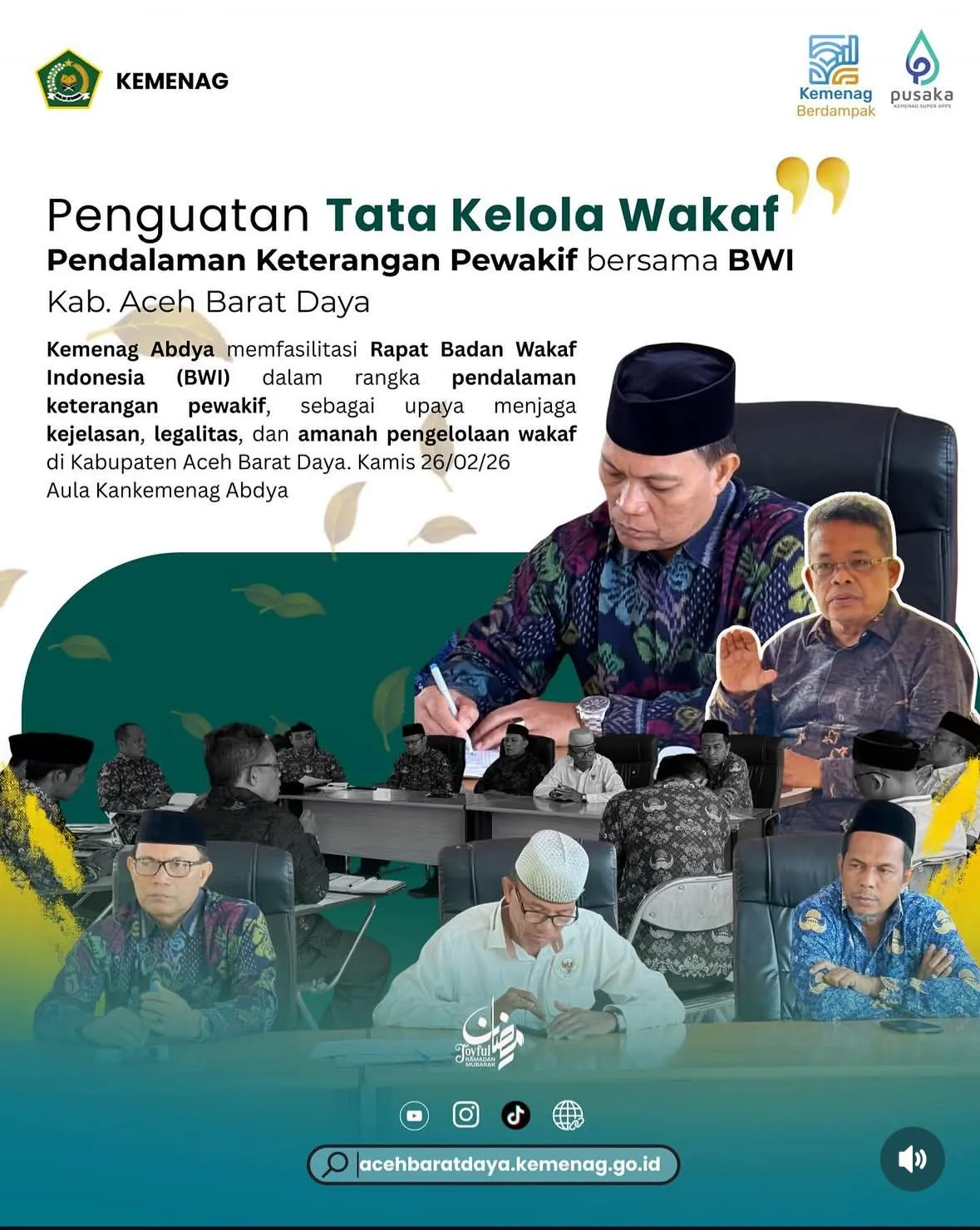 BWI Abdya Segera Pleno Tanah Wakaf 8.425,5 Meter Persegi