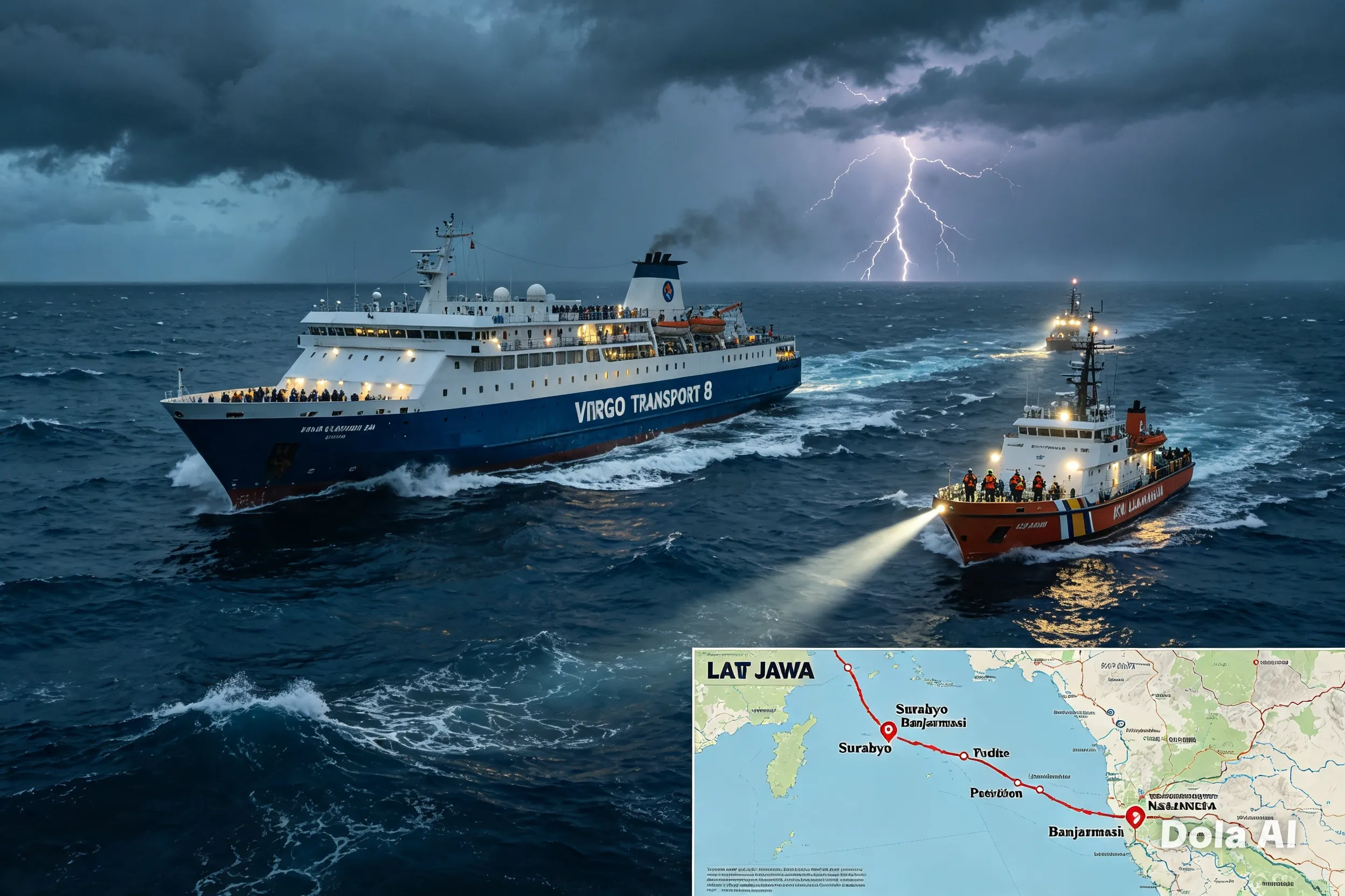 Kapal Virgo Transport 8 Berpenumpang 243 Orang Hilang Kontak di Laut Jawa