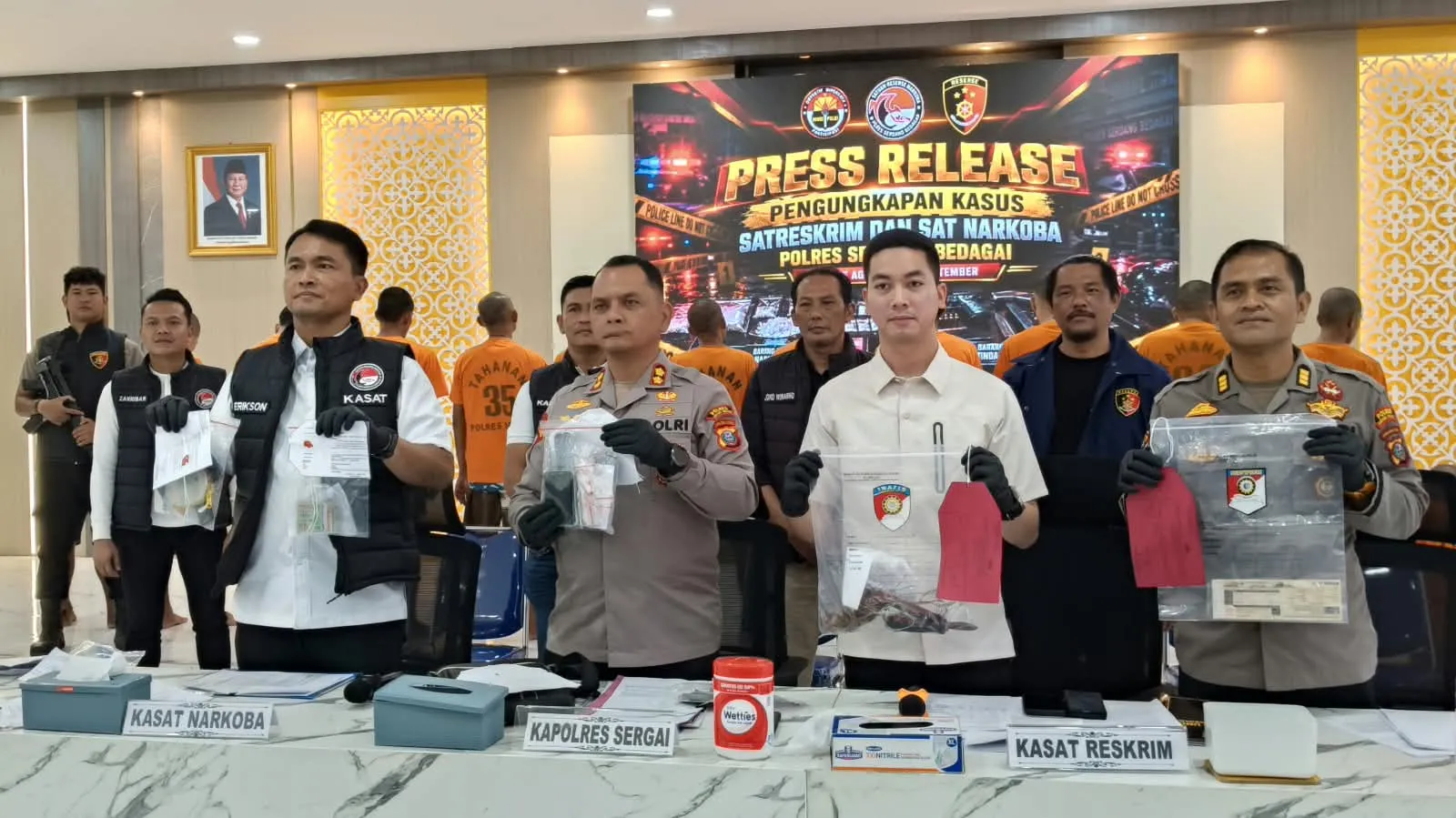Polres Sergai Ungkap 22 Kasus, Sita 28,18 Gram Sabu dan 23 Butir Ekstasi