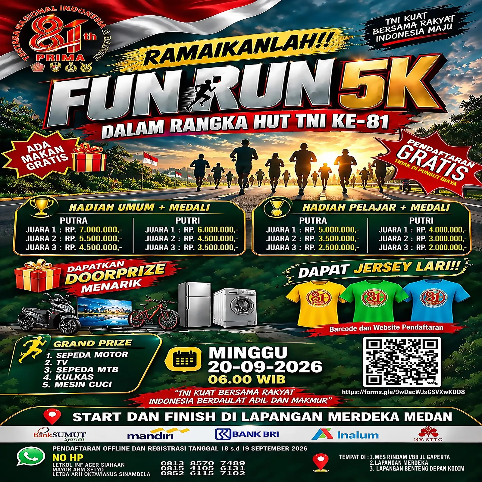 Kodam I/BB Ajak Masyarakat Semarakkan HUT ke-81 TNI Lewat Fun Run 5K