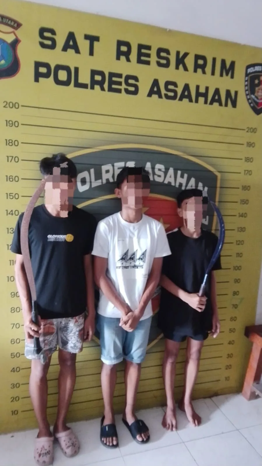 Jatanras Polres Asahan Amankan Tiga Remaja dan Sajam