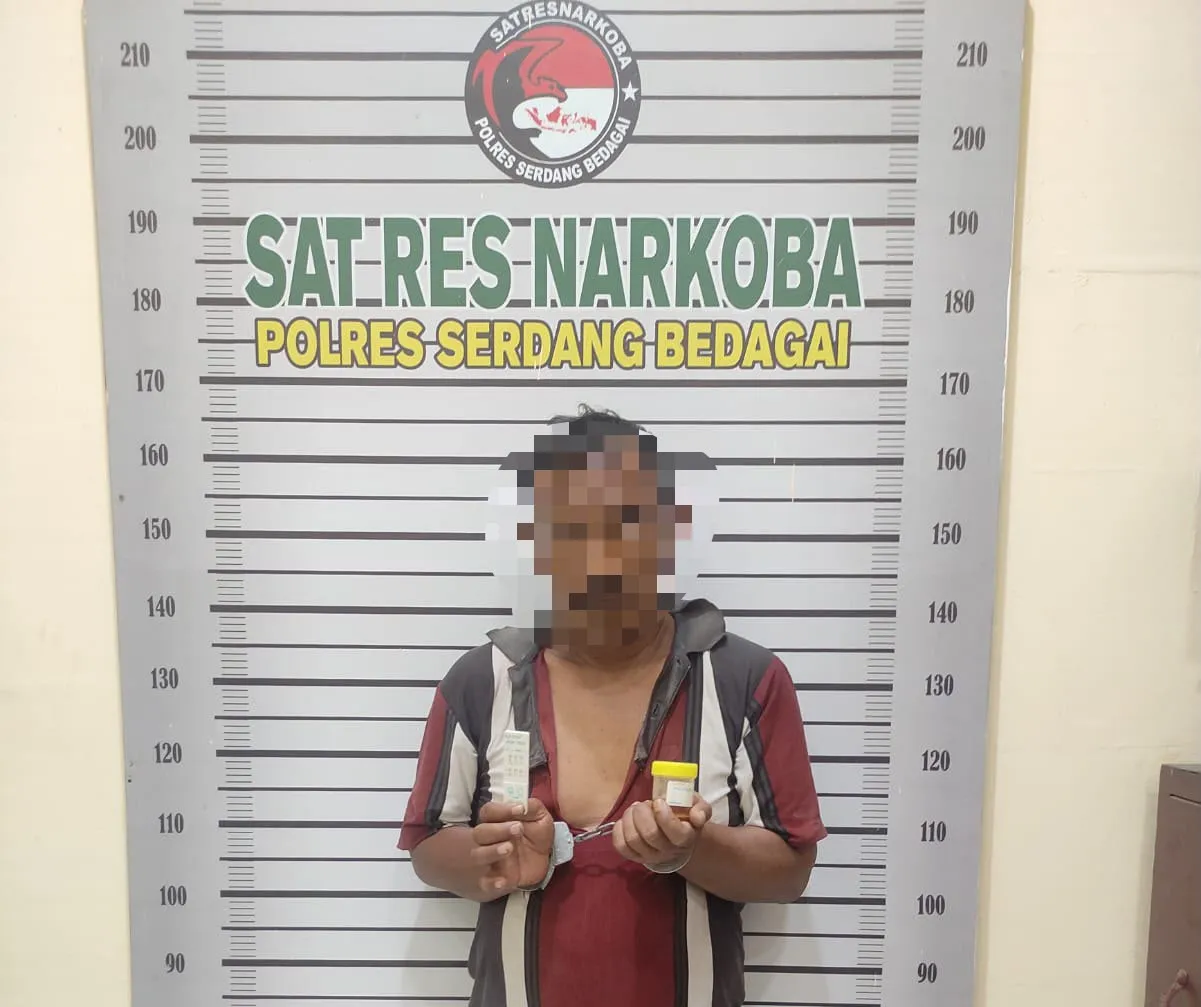 Pria Paruh Baya Diduga Pengedar Sabu Pantai Cermin Ditangkap Satnarkoba Polres Sergai
