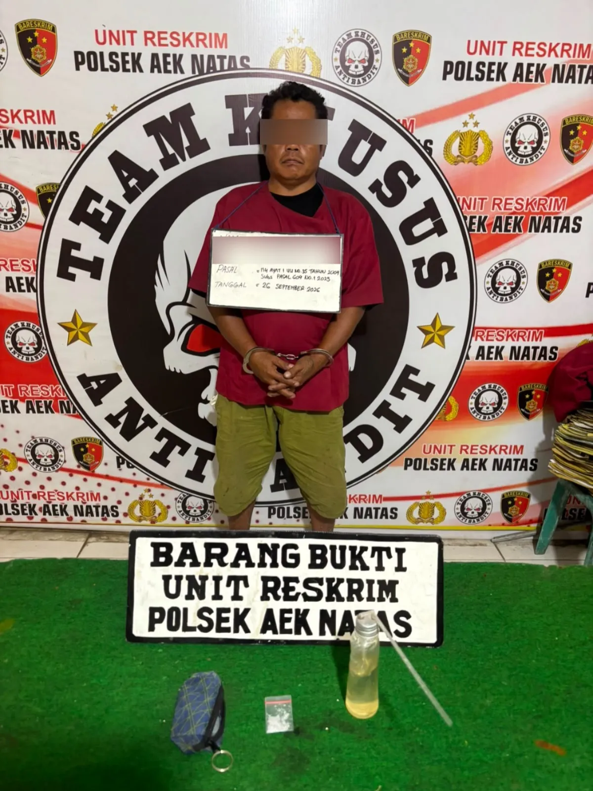 Polsek Aek Natas Tangkap Pria Miliki Sabu 0,76 Gram