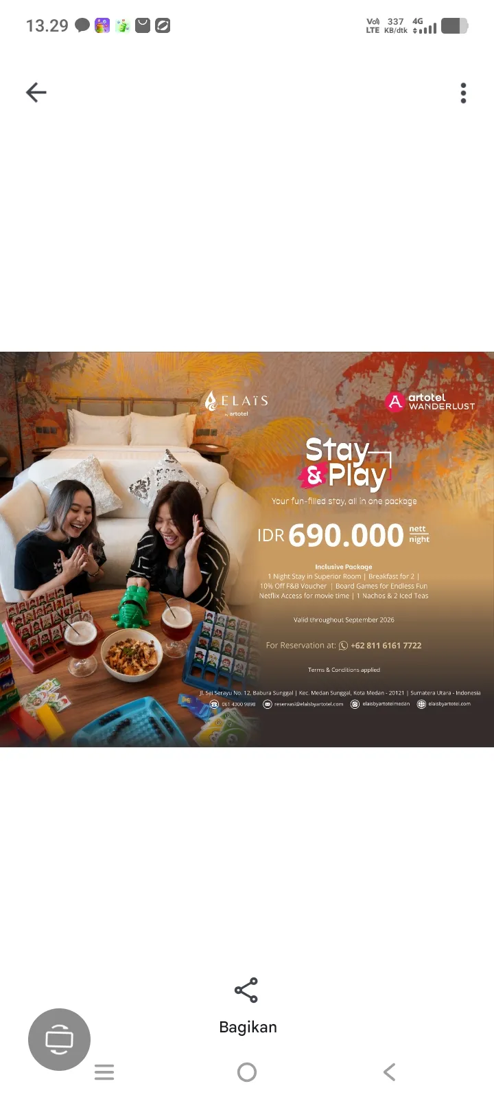 Elais by ARTOTEL Medan Hadirkan Stay & Play Package Cocok Untuk Quality Time
