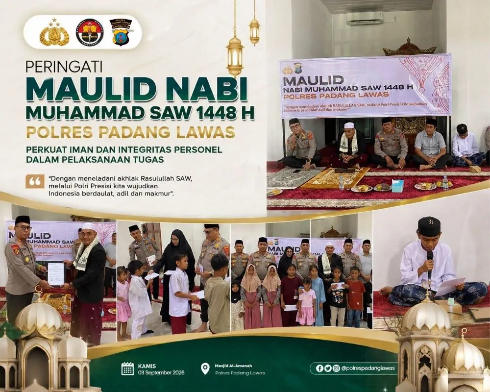 Peringati Maulid Nabi Muhammad SAW 1448 H, Polres Padanglawas Perkuat Iman dan Integritas Personel