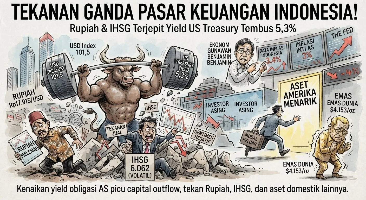 Rupiah dan IHSG Kembali Tertekan, Yield US Treasury Tembus 5,3%