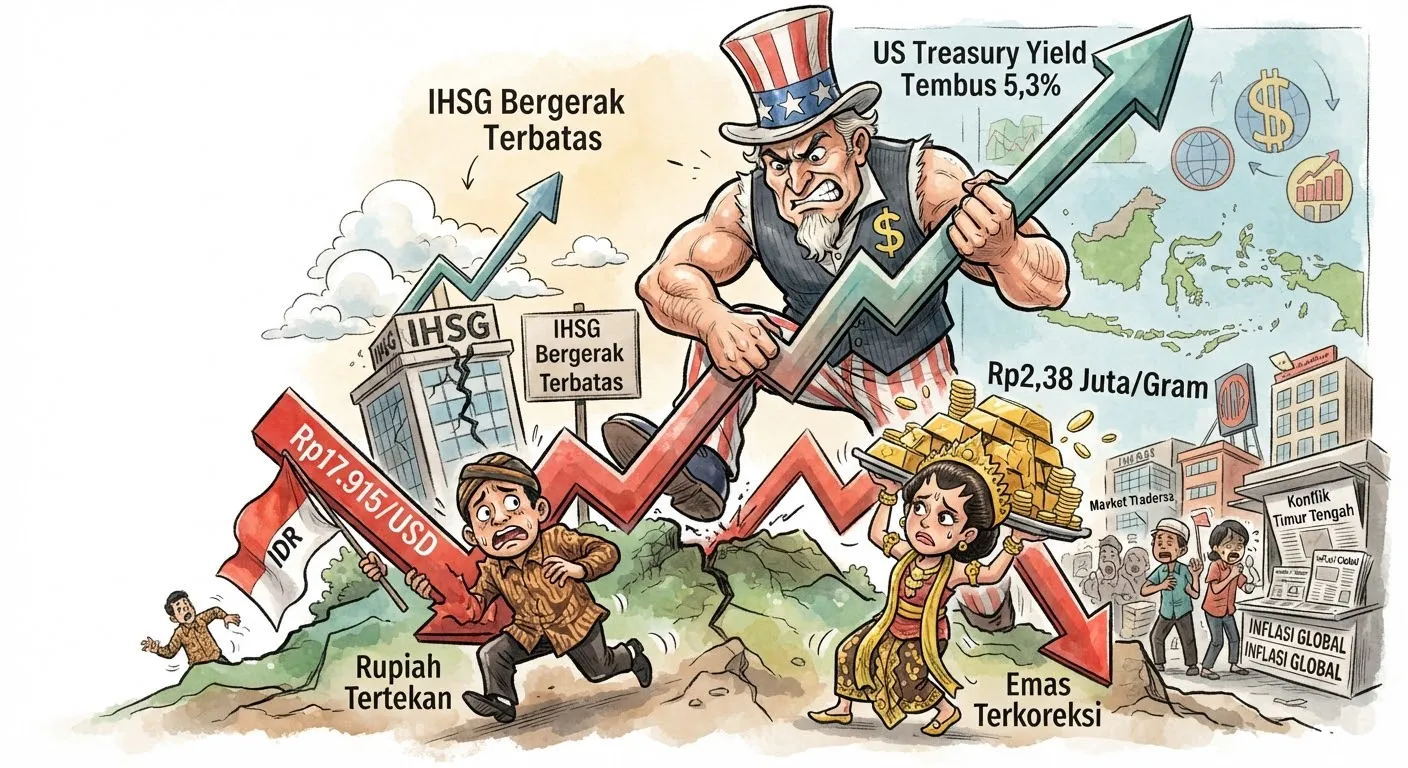 Imbal Hasil US Treasury Tembus 5,3%, Rupiah dan Emas Masih Tertekan