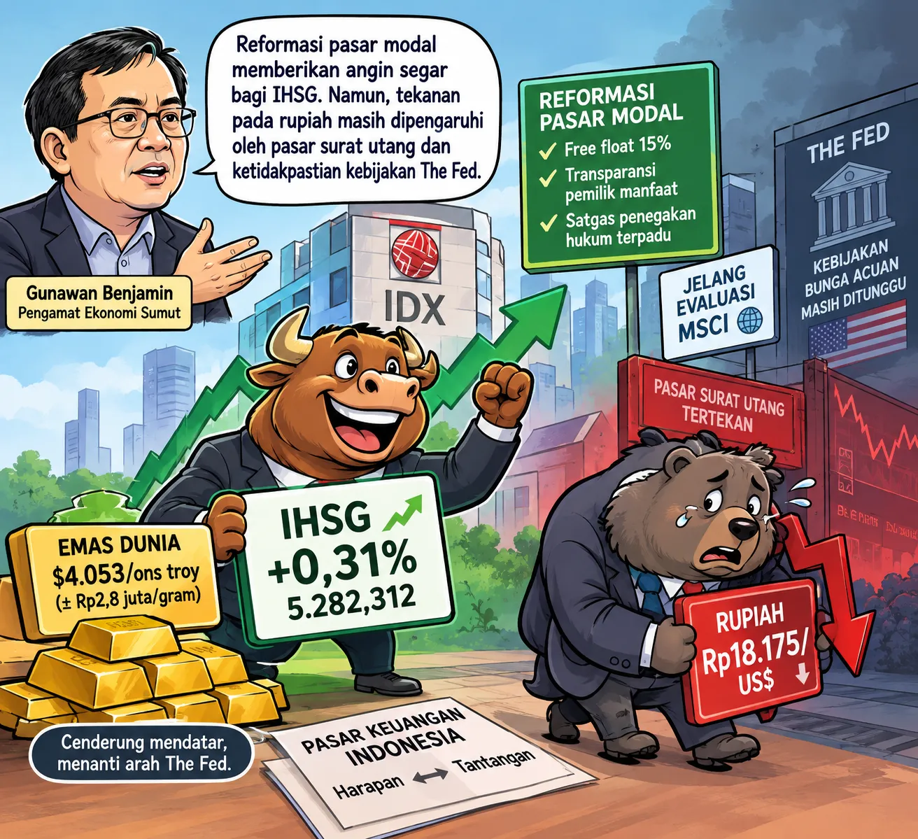 Reformasi Pasar Modal Angkat IHSG, Rupiah Terpuruk