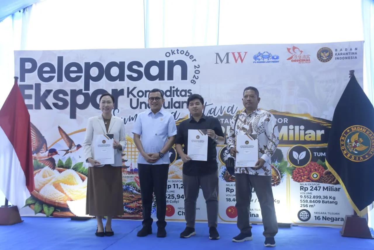 Barantin Lepas Ekspor Komoditas Unggulan Sumut Rp258,97 Miliar ke 14 Negara