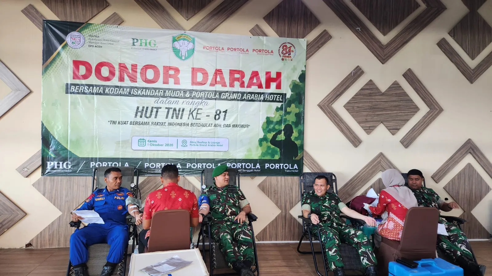 Portola Grand Arabia Hotel Gelar Donor Darah, Dihadiri Pangdam IM dan Ratusan Peserta