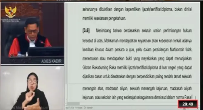 MK Tolak Gugatan Ijazah Gibran Meski Tak Temukan Bukti Lulus SMA