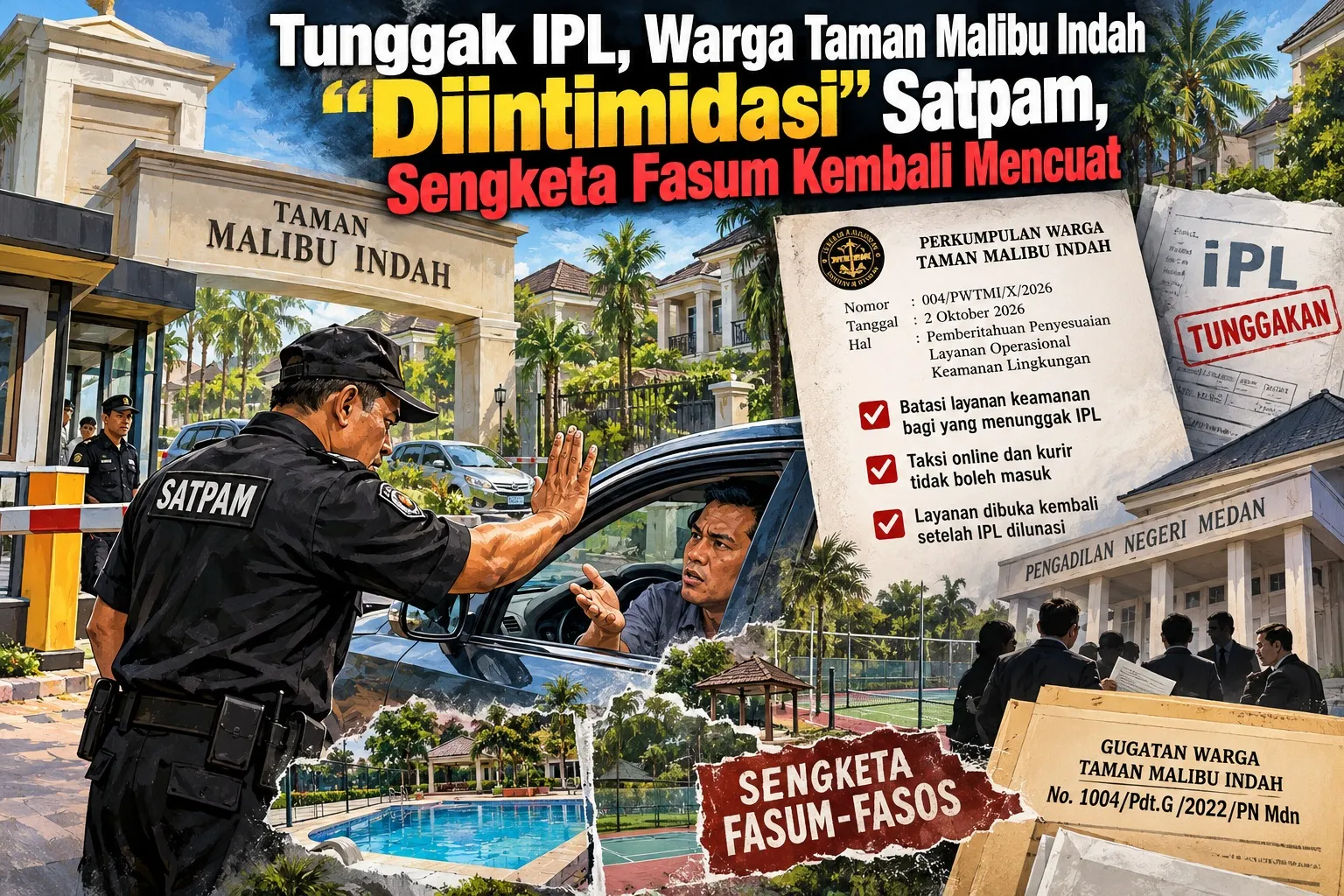 Tunggak IPL, Warga Taman Malibu Indah “Diintimidasi” Satpam, Sengketa Fasum Kembali Mencuat