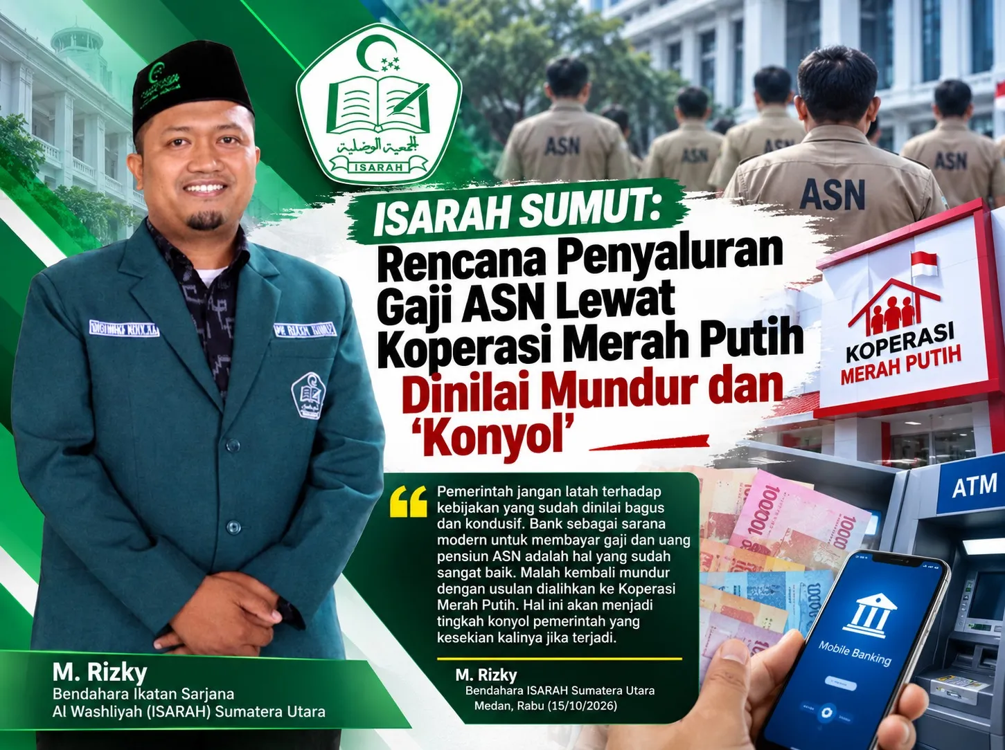Isarah Sumut Kritik Rencana Penyaluran Gaji ASN Lewat Koperasi Merah Putih