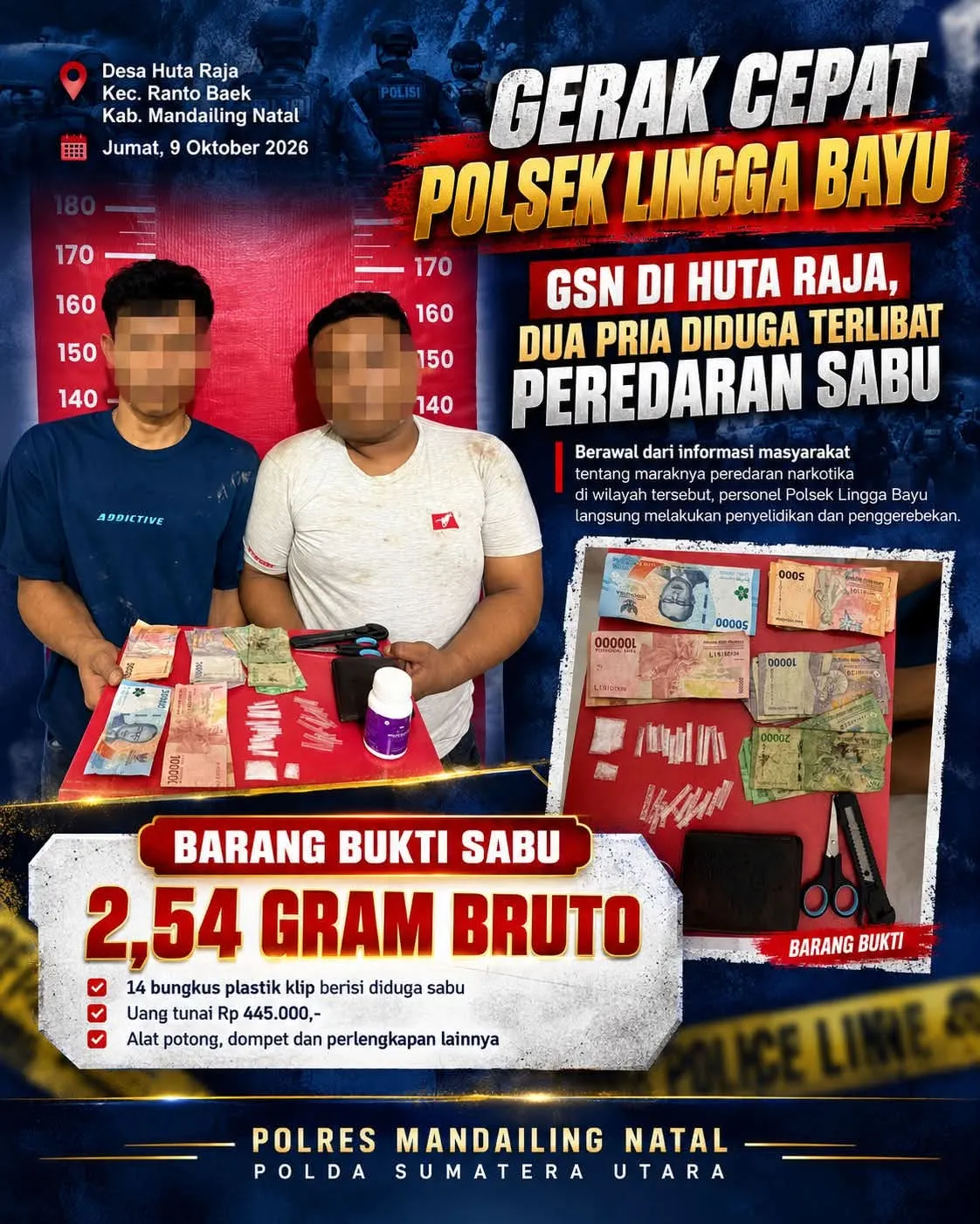 GSN di Ranto Baek, Dua Pria Diamankan, Sabu 2,54 Gram Disita
