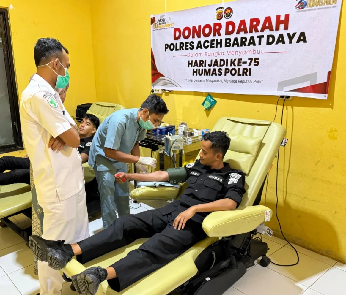 Hari Jadi Ke-75 Humas Polri, Polres Abdya Kumpulkan Enam Kantong Darah