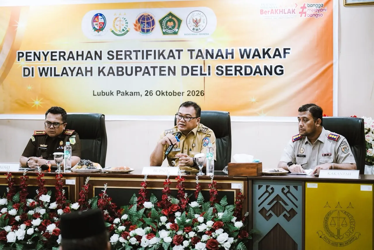 Perkuat Kepastian Hukum, Delapan Sertifikat Tanah Wakaf di Deliserdang Diserahkan